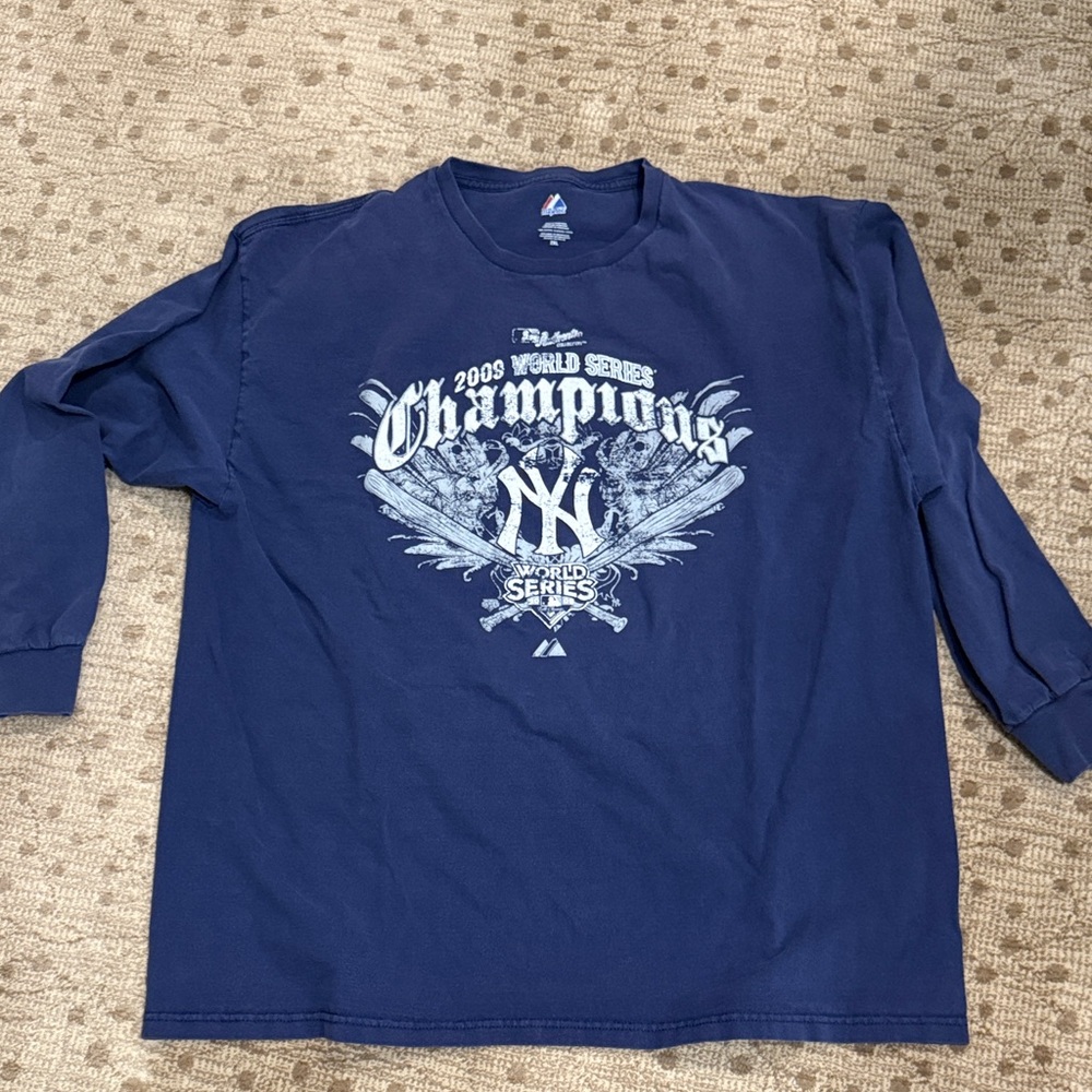 Majestic Navy World Series Champions Long Sleeve Tee